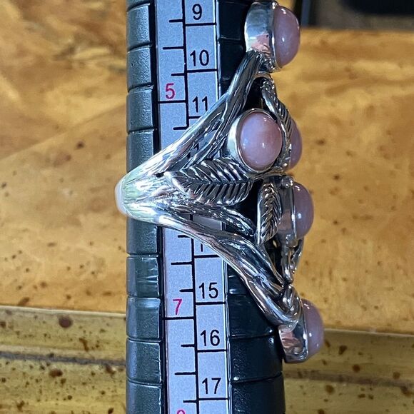 Genuine Pink Opal Sterling Silver Cocktail Ring Size 6 - Picture 8 of 9